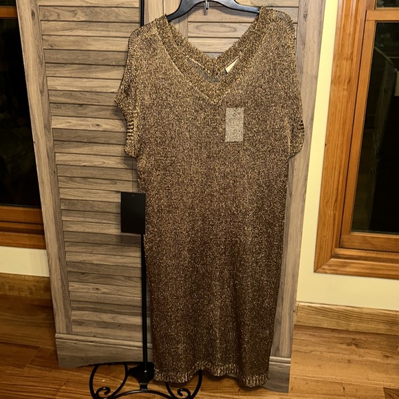 Bronze Metallic Knit Indie Dress - Picture 6 of 9